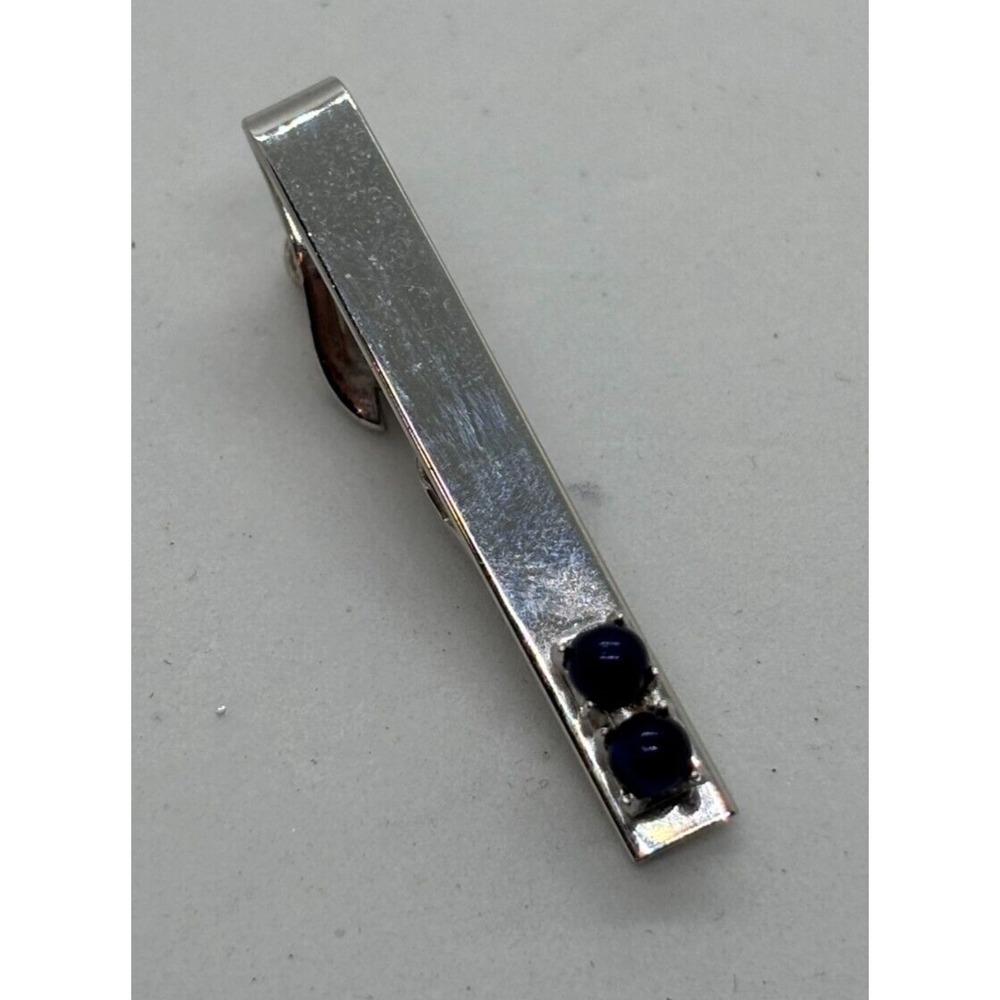 Vintage Tie Tack Silver Tone Black Accent Beads Signed  Swank
